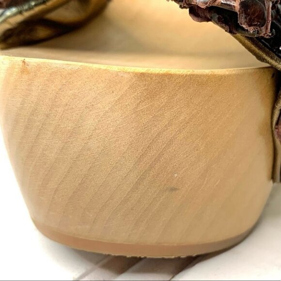 SPAZIOMODA wood leather snakeskin touch sandals women size 37 - Picture 16 of 17